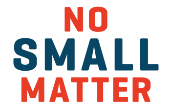 IMAGE DESCRIPTION. Bold type that says "no small matter" rests against a white background. While "no" and "matter" are in red, "small" is in extra large, dark teal text. END IMAGE DESCRIPTION.